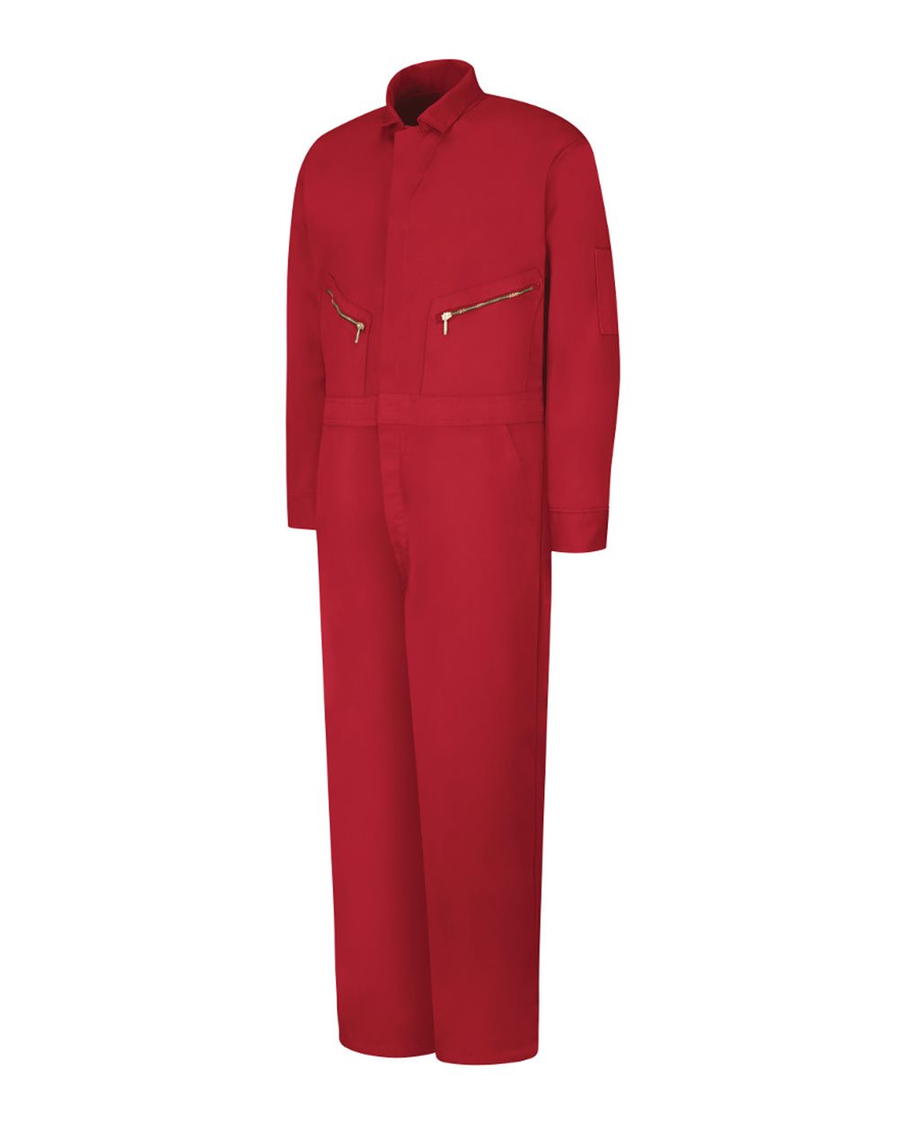 Front View of Red Zip-Front Cotton Coverall - Tall Sizes - CC18T