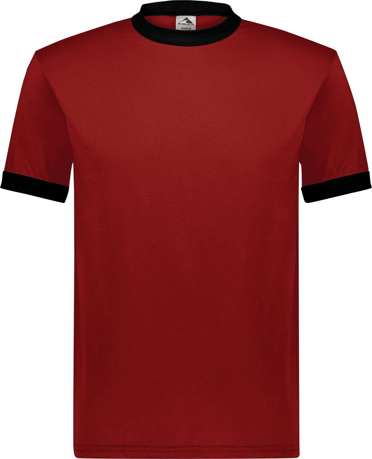 Front View of RED/BLACK ADULT RINGER T-SHIRT