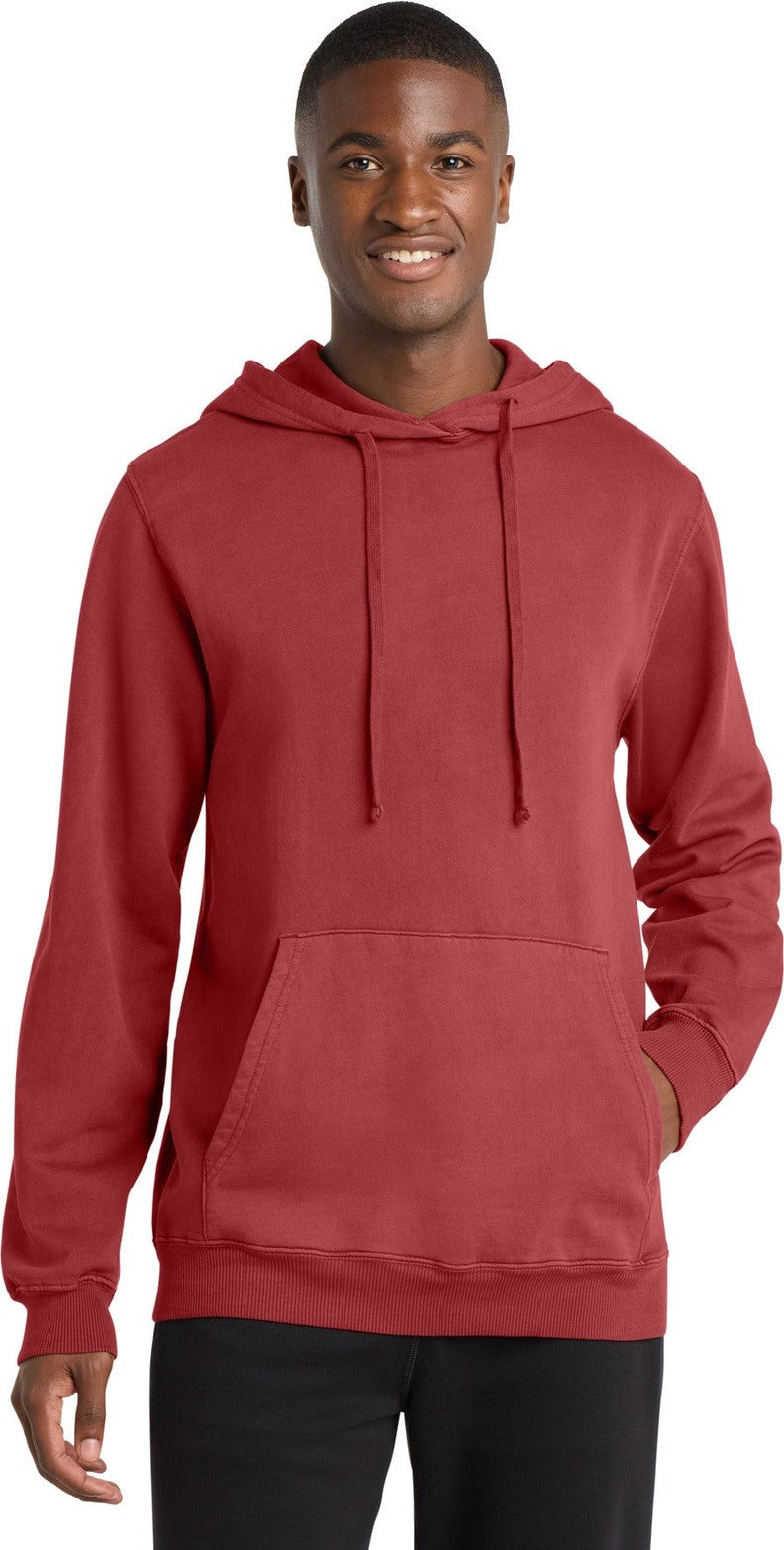 Front View of Redrock Port & Co Beach Wash Garment-Dyed Pullover Hooded Sweatshirt. PC098H