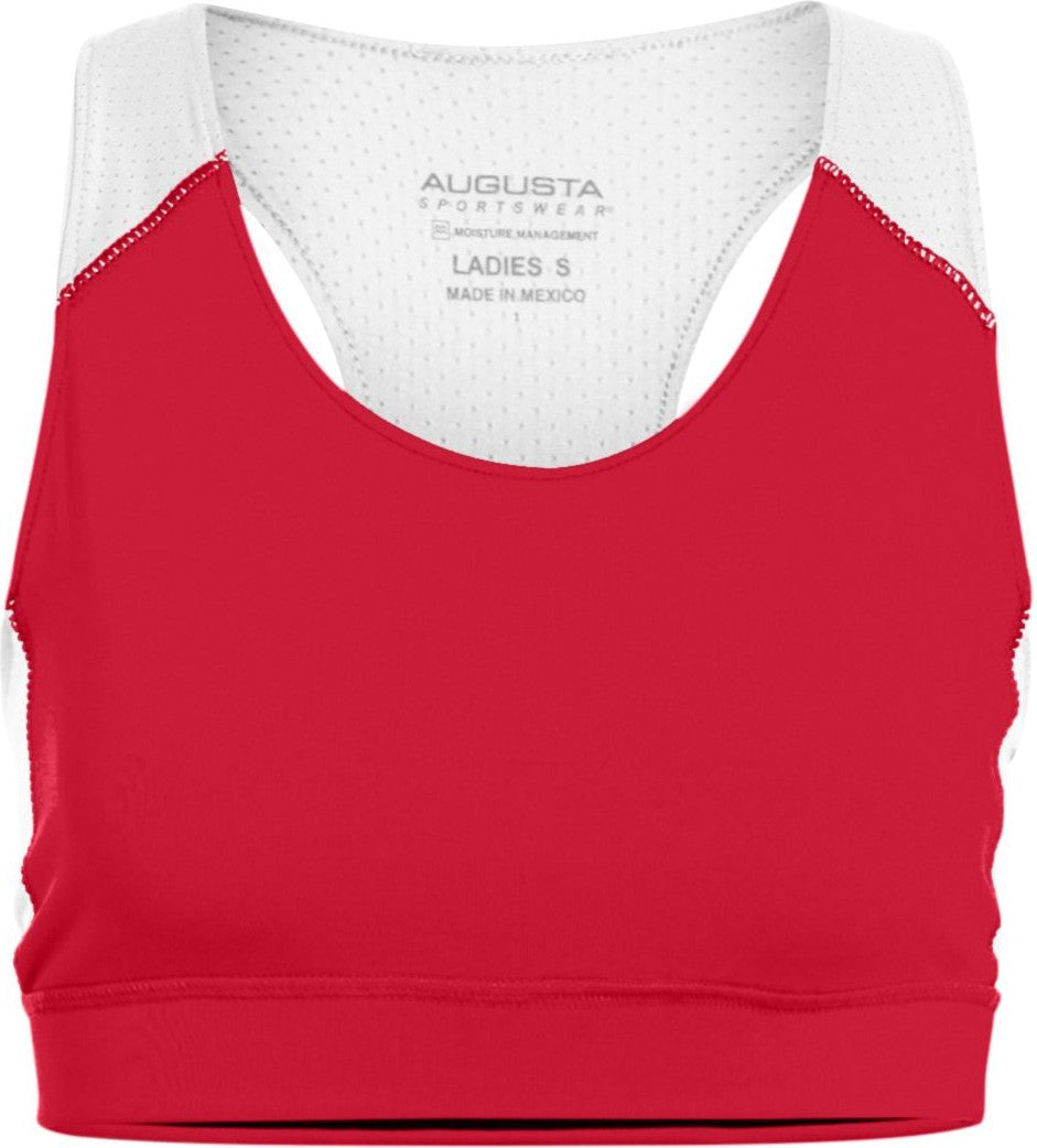 Front View of RED/WHITE LADIES ALL SPORT SPORTS BRA