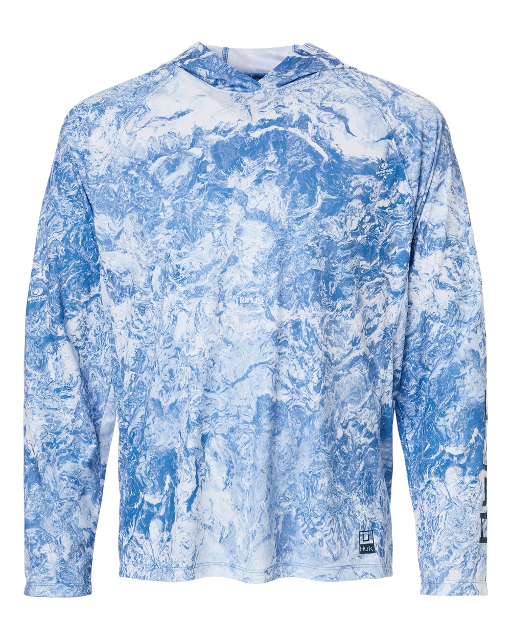Front View of Regatta Men's Pursuit Mossy Oak Printed Hooded Long Sleeve T-Shirt - H12L0047 plain