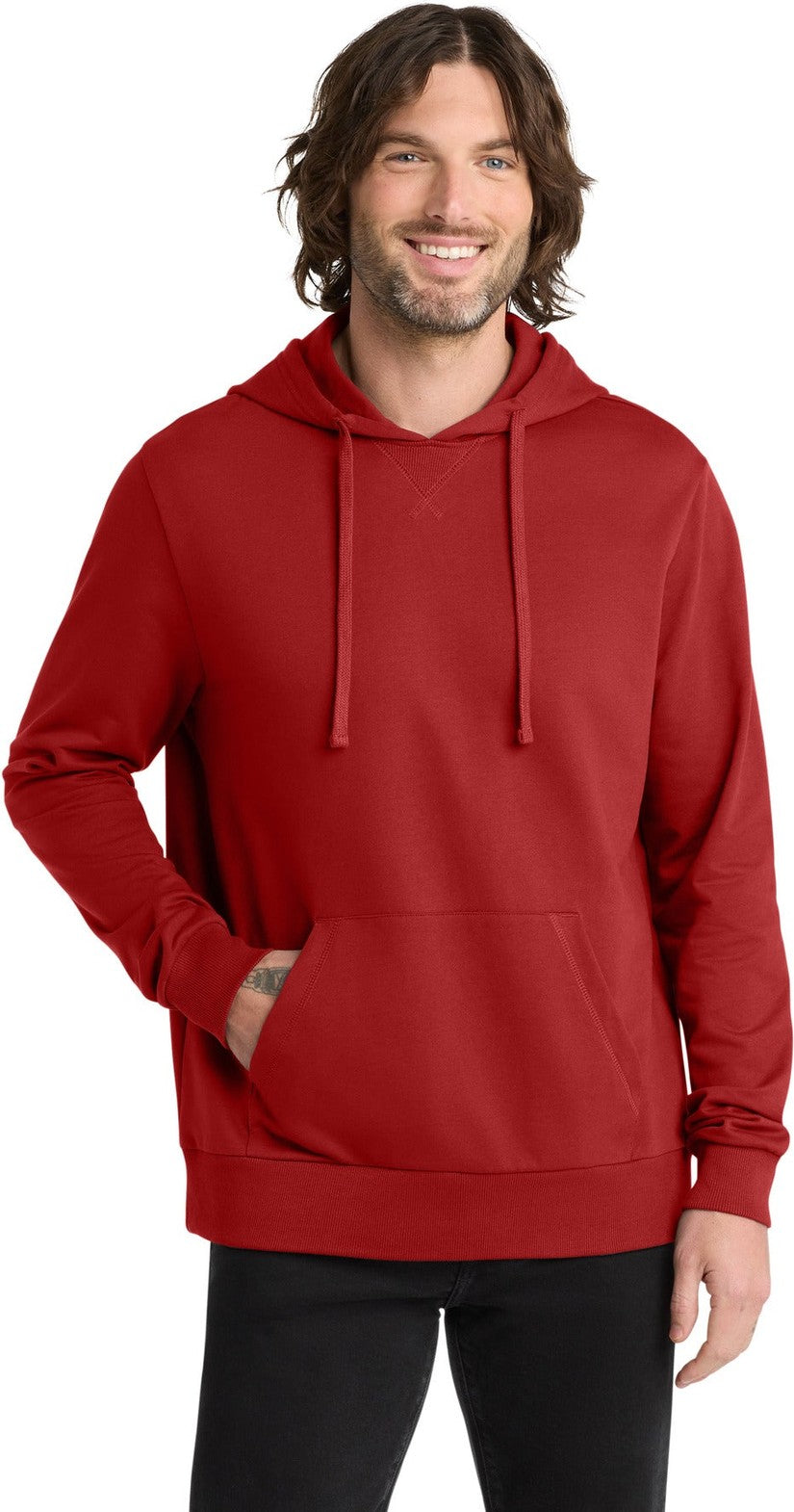 Front View of RevlutnRed Allmade Unisex Organic French Terry Pullover Hoodie AL4000