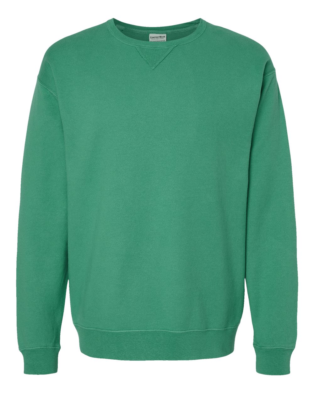 Front View of Rich Green Grass Garment-Dyed Crewneck Sweatshirt - GDH400