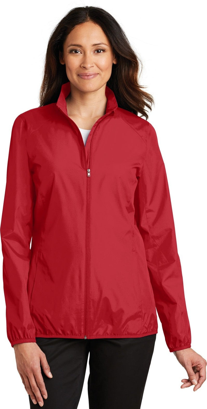 Front View of Rich Red Port Authority Women's Zephyr Full-Zip Jacket. L344