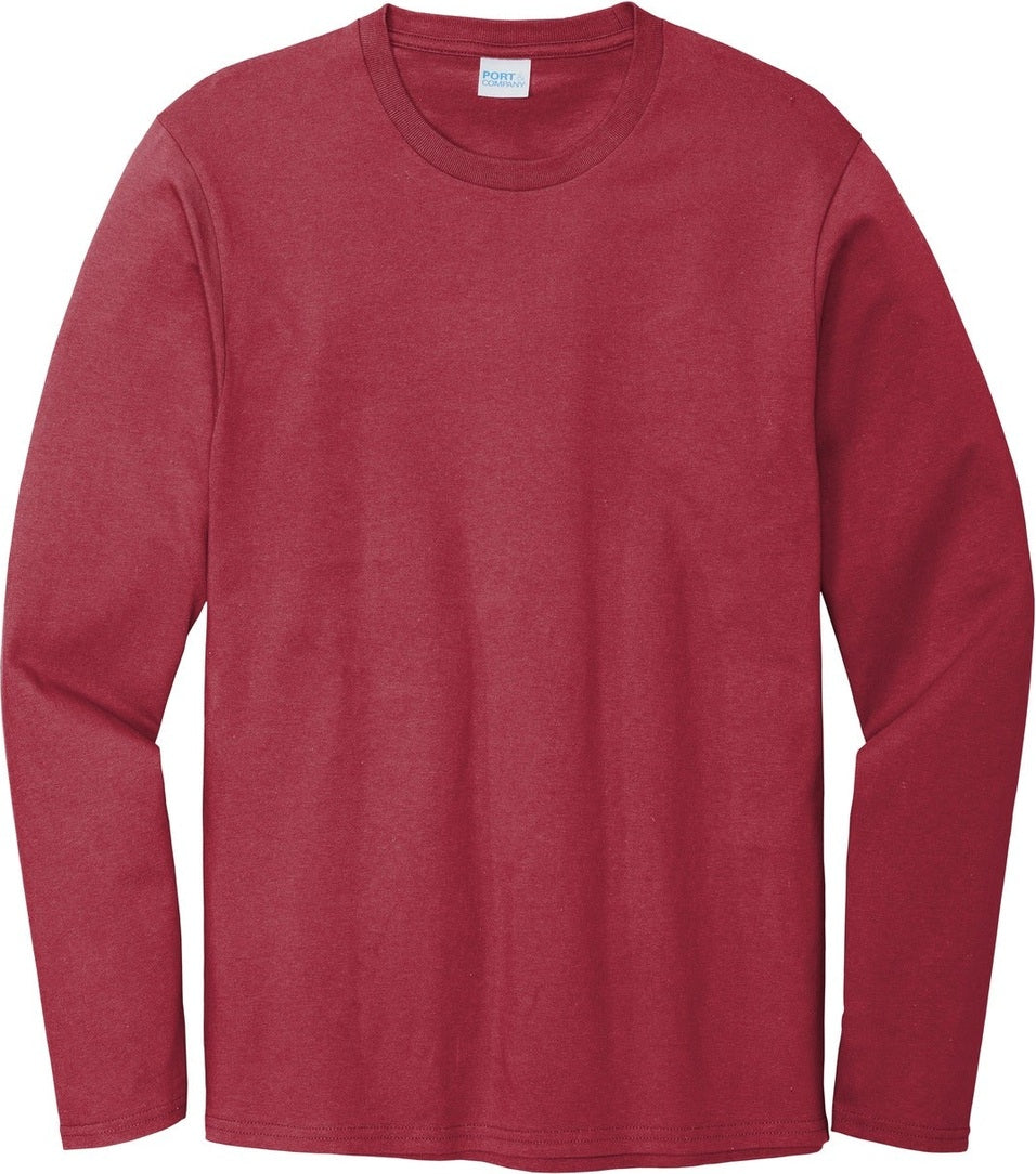 Front View of Rich Red Port & Co Long Sleeve Bouncer Tee PC600LS