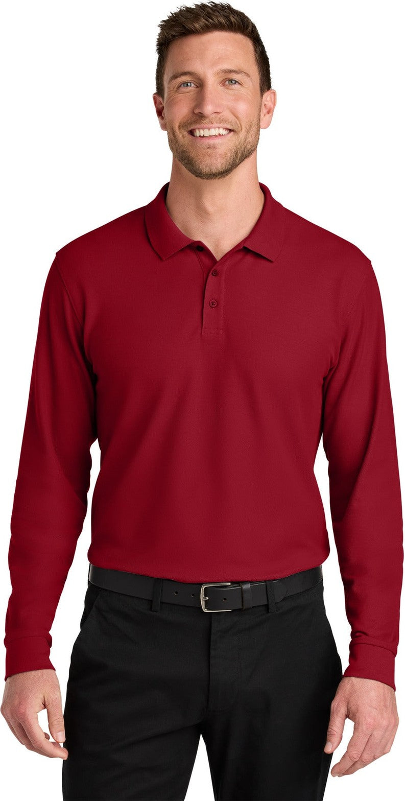 Front View of RichRed Port Authority Wearever Signature Pique Long Sleeve Polo K200LS