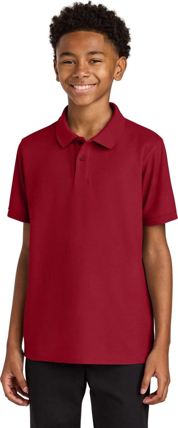 Front View of RichRed Port Authority Youth Wearever Signature Pique Polo Y200