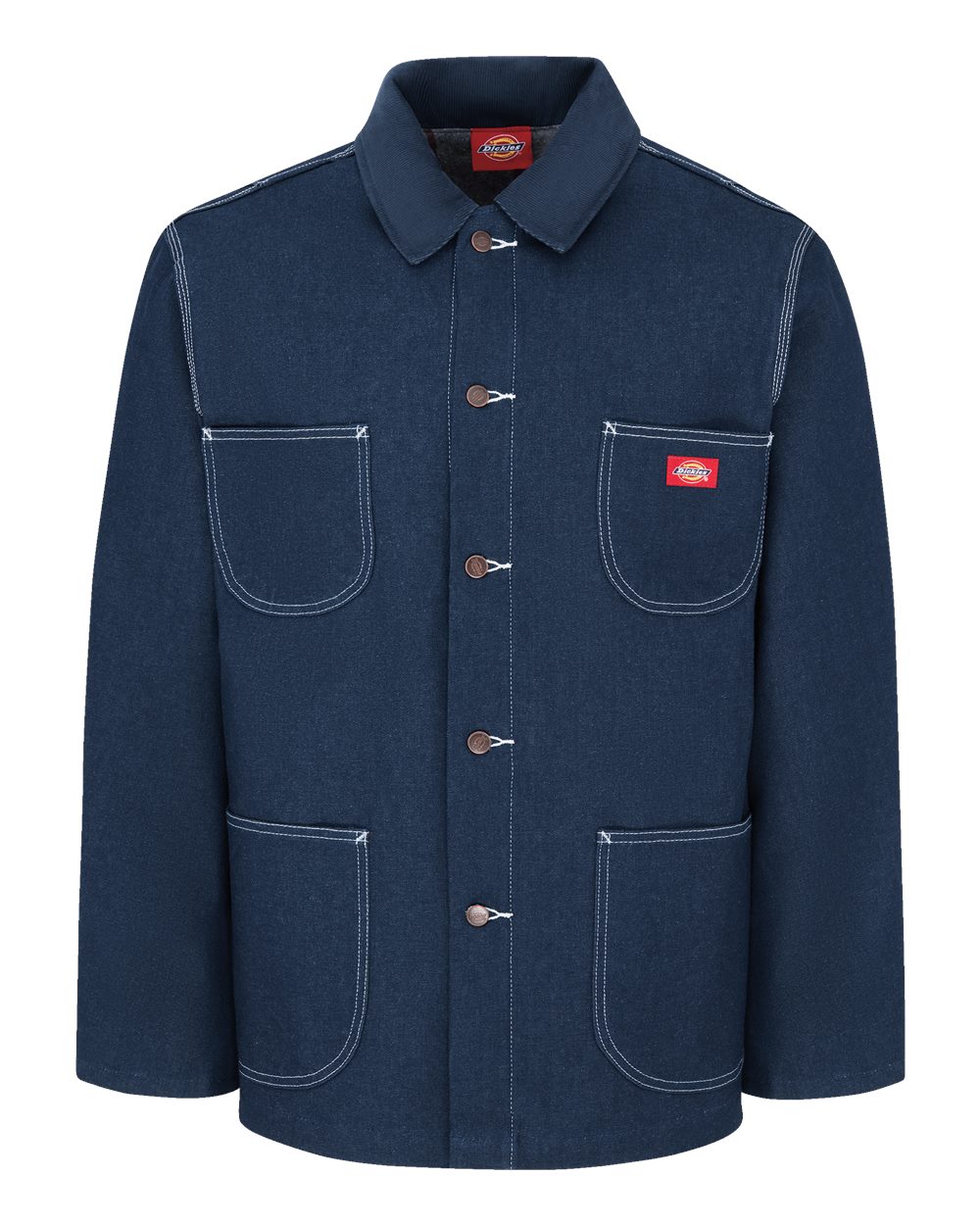 Front View of Rigid Indigo Fleece Lined Chore Denim Jacket - 3499