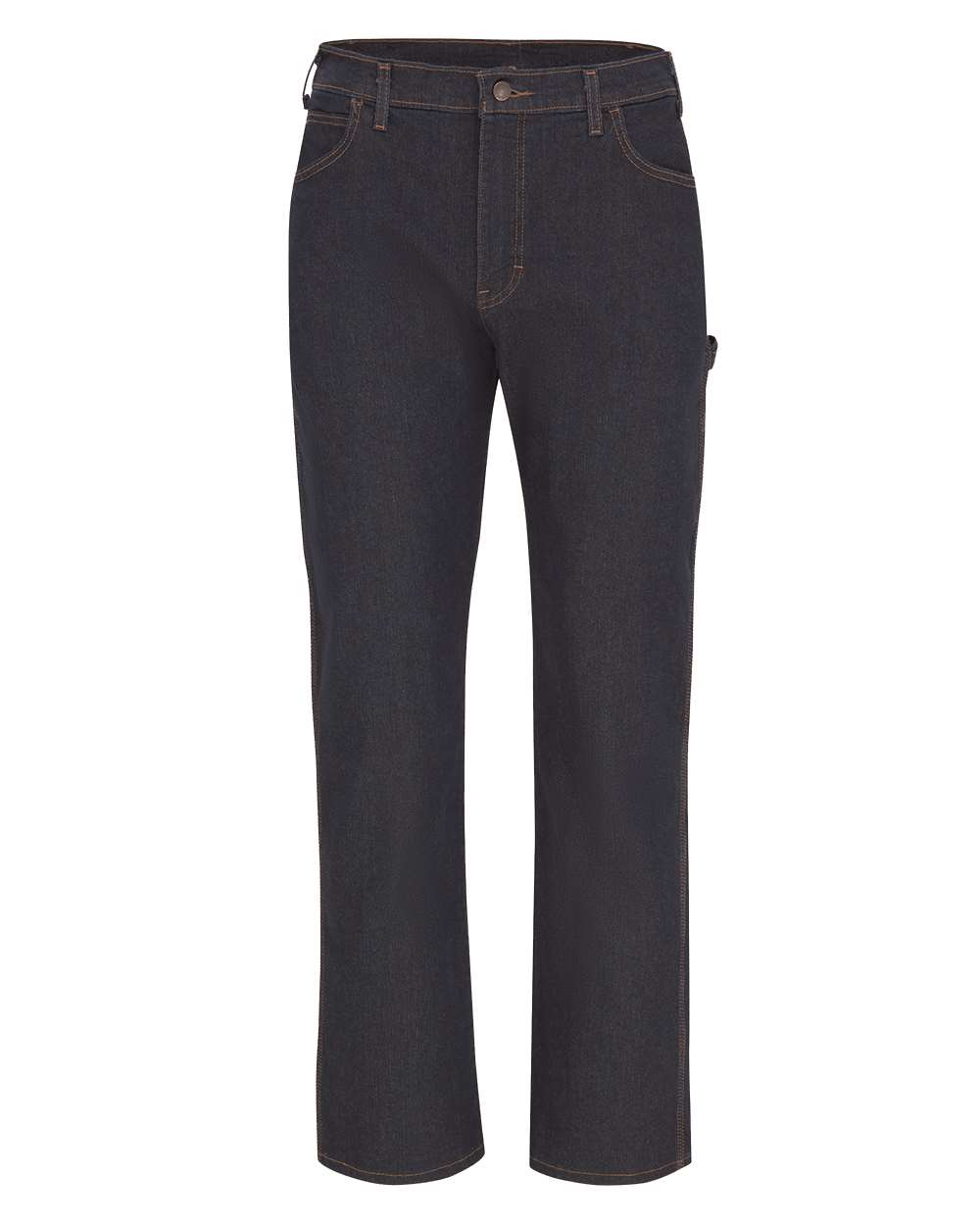 Front View of Rinsed Indigo Blue - 34I Industrial Carpenter Flex Jeans - LU22