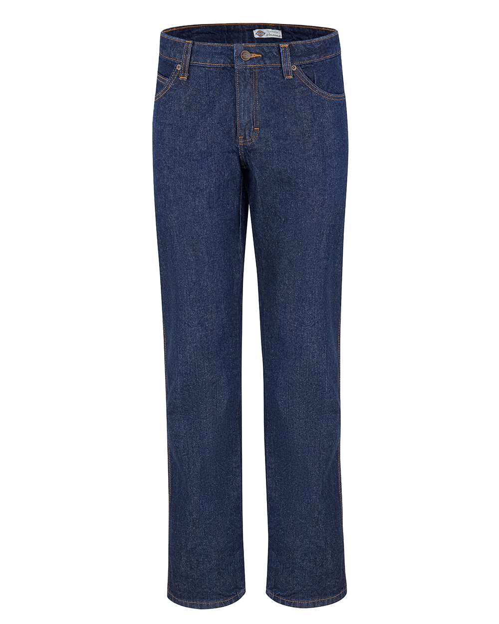 Front View of Rinsed Indigo Blue Women's Straight Leg 5-Pocket Jeans - FD93