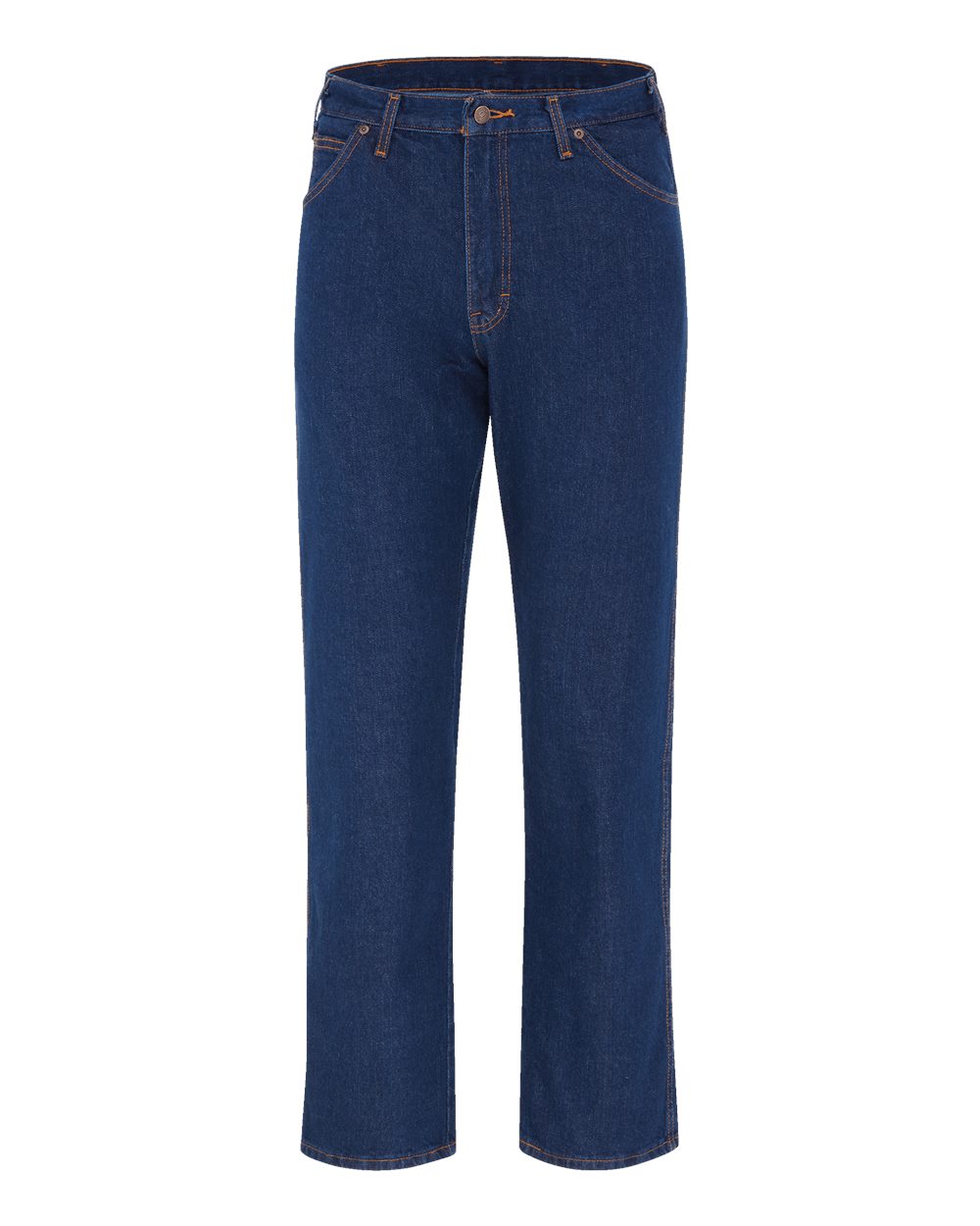 Front View of Rinsed Indigo Rigid - 30I Straight 5-Pocket Jeans - 9333