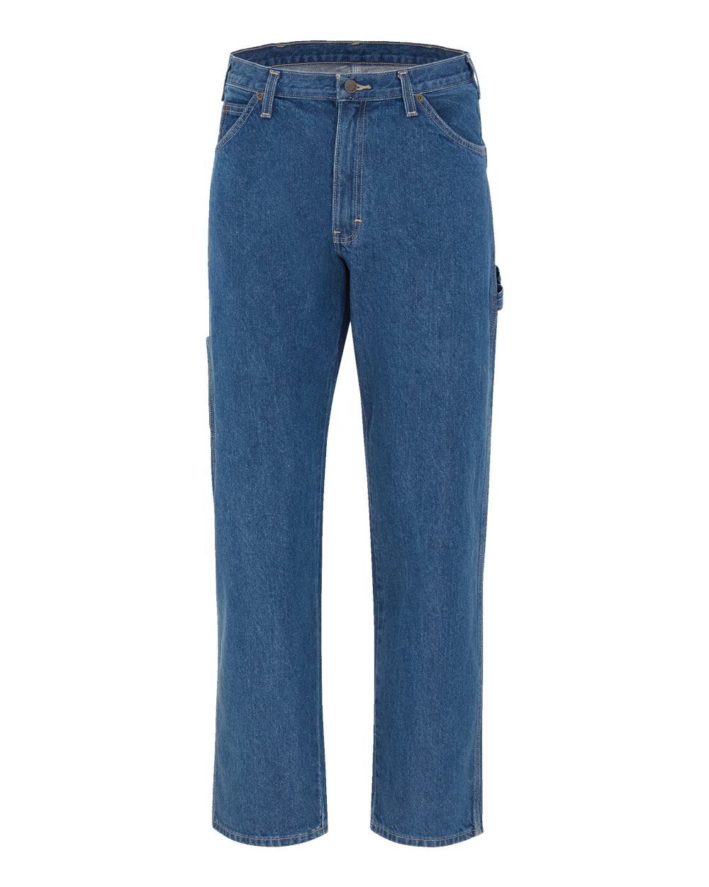 Front View of Rinsed Stonewashed Indigo Blue - 37 Unhemmed Carpenter Jeans - Odd Sizes - 1999ODD