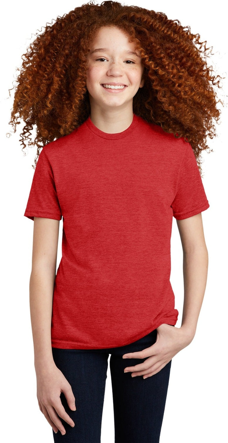 Front View of Rise Up Red Allmade Youth Tri-Blend Tee AL207