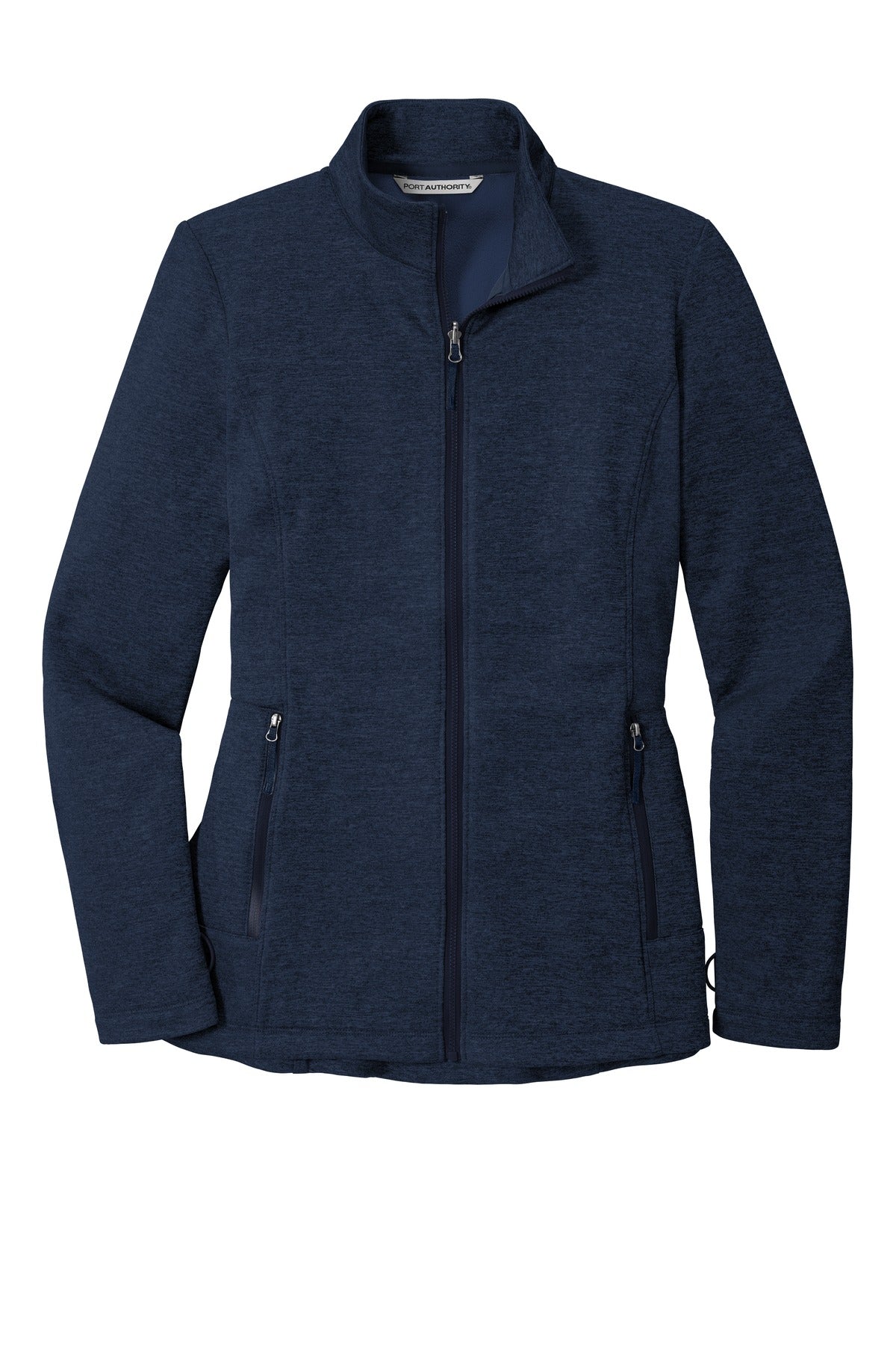 Front View of Riv Bl Nvy Hth Port Authority Women's Collective Striated Fleece Jacket. L905