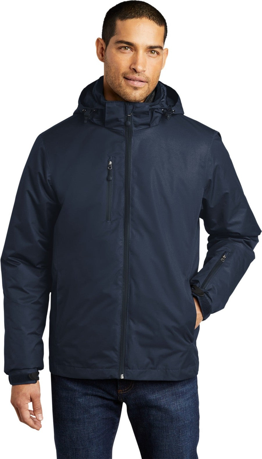 Front View of Riv Bl Ny/RBNy Port Authority Vortex Waterproof 3-in-1 Jacket. J332