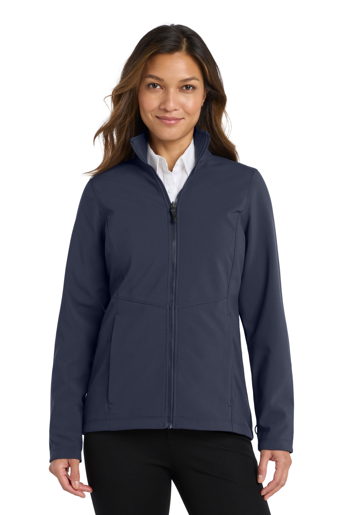 Front View of River Blue Port Authority Women's Collective Soft Shell Jacket. L901