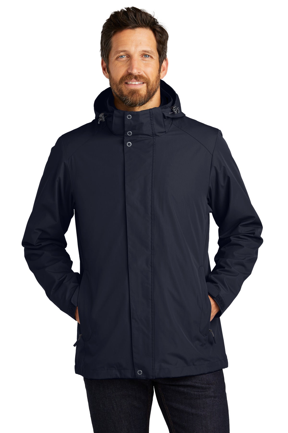 Front View of RiverBlNv Port Authority All-Weather 3-in-1 Jacket J123