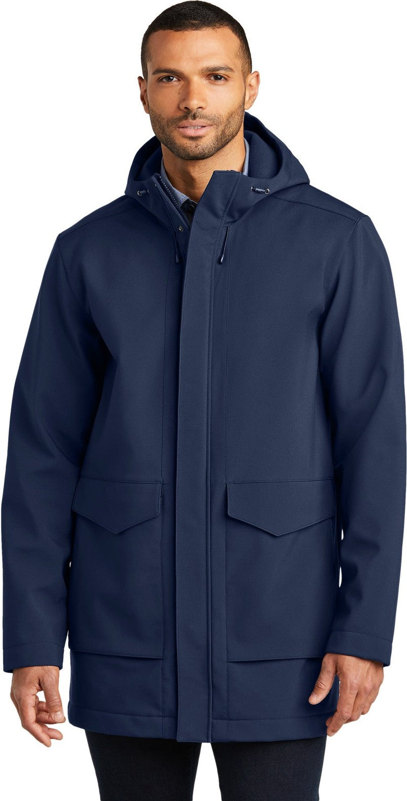 Front View of RiverBlNv Port Authority Collective Outer Soft Shell Parka J919