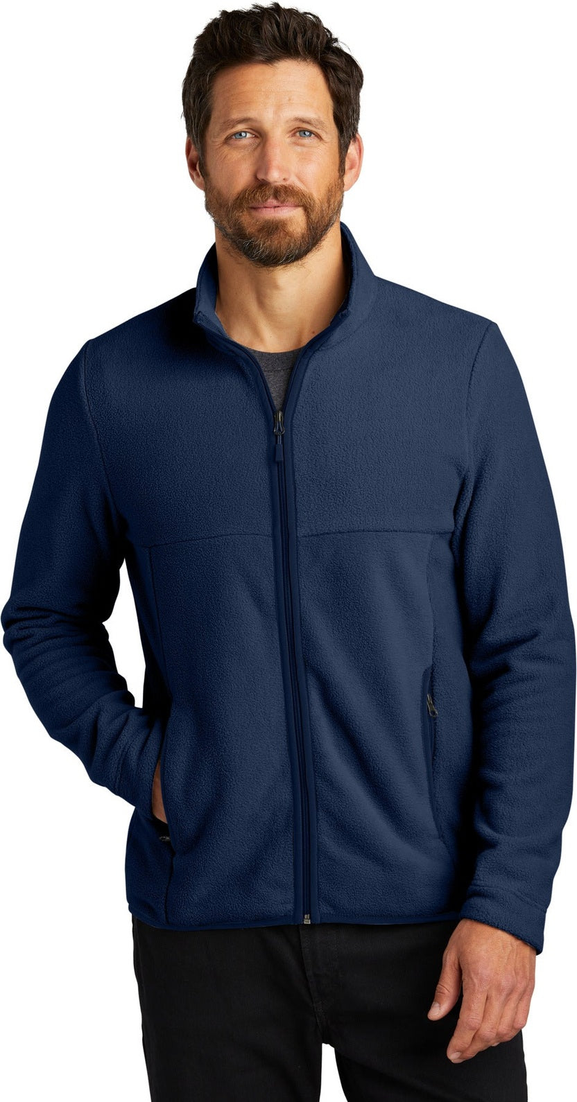 Front View of RiverBlNv Port Authority Connection Fleece Jacket F110