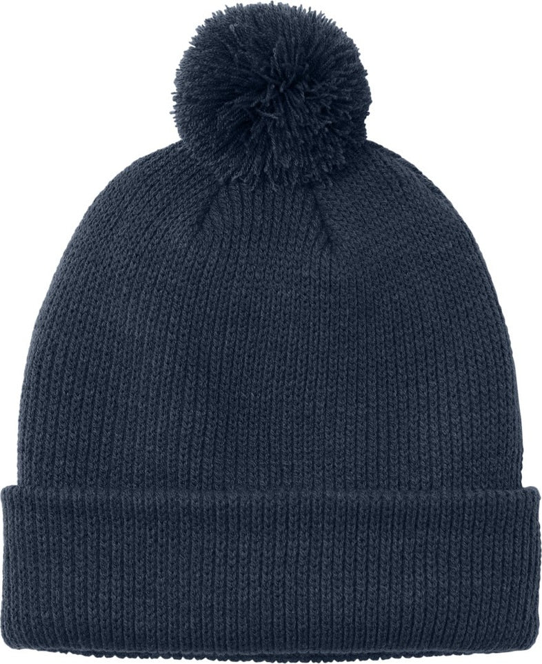 Front View of RiverBlNv Port Authority Cozy Pom Beanie C978