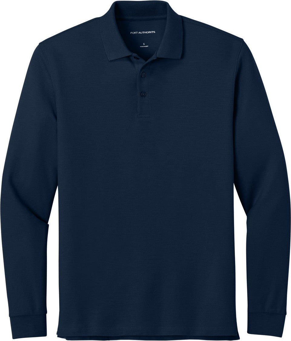 Front View of RiverBlNv Port Authority Wearever Signature Pique Long Sleeve Polo K200LS