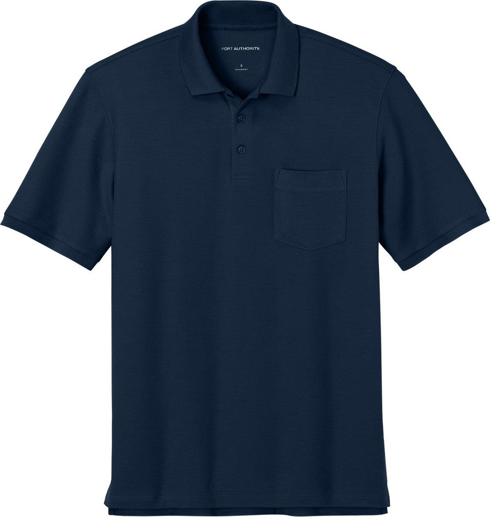 Front View of RiverBlNv Port Authority Wearever Signature Pique Pocket Polo K200P