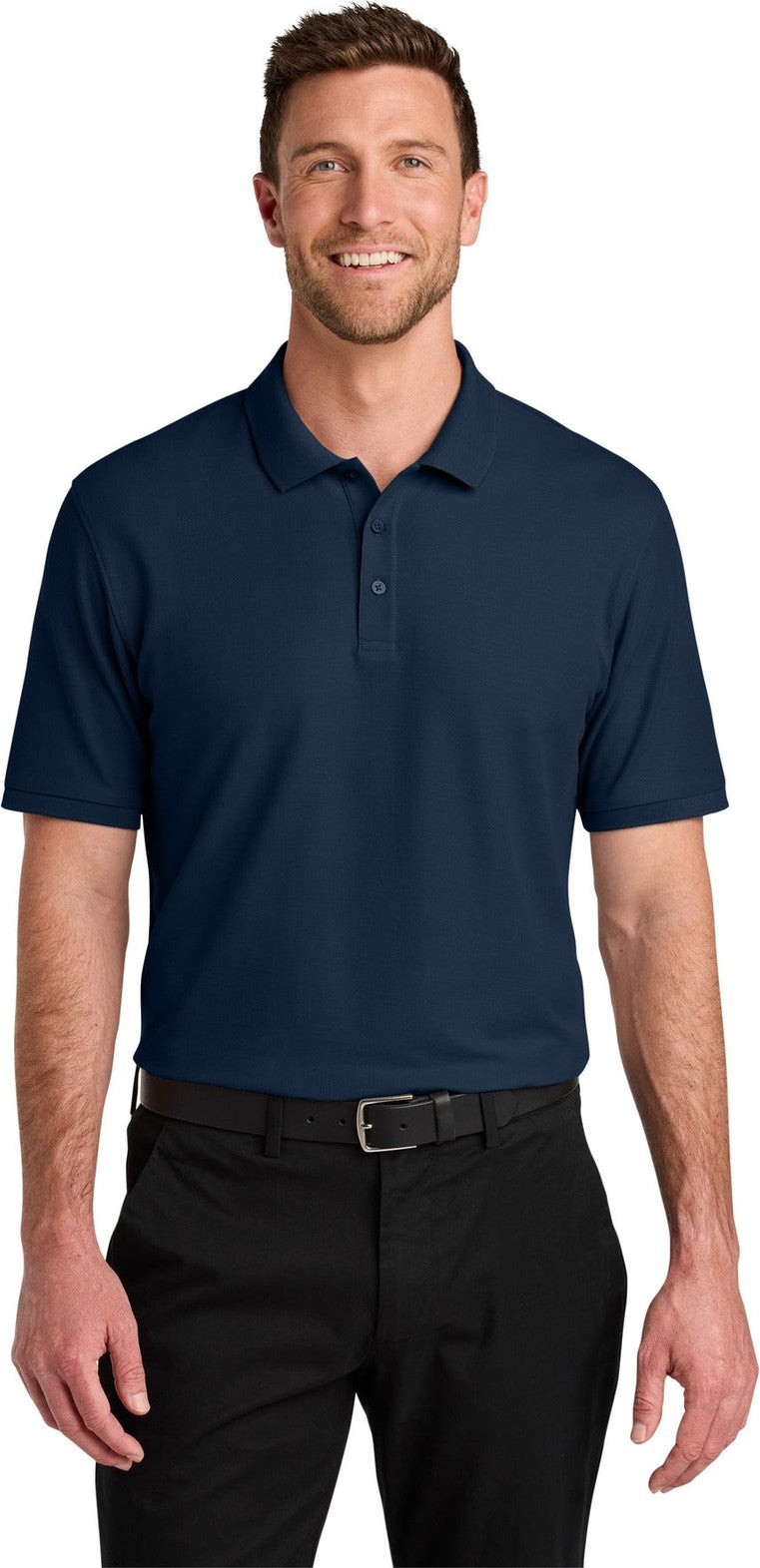 Front View of RiverBlNv Port Authority Wearever Signature Pique Polo K200