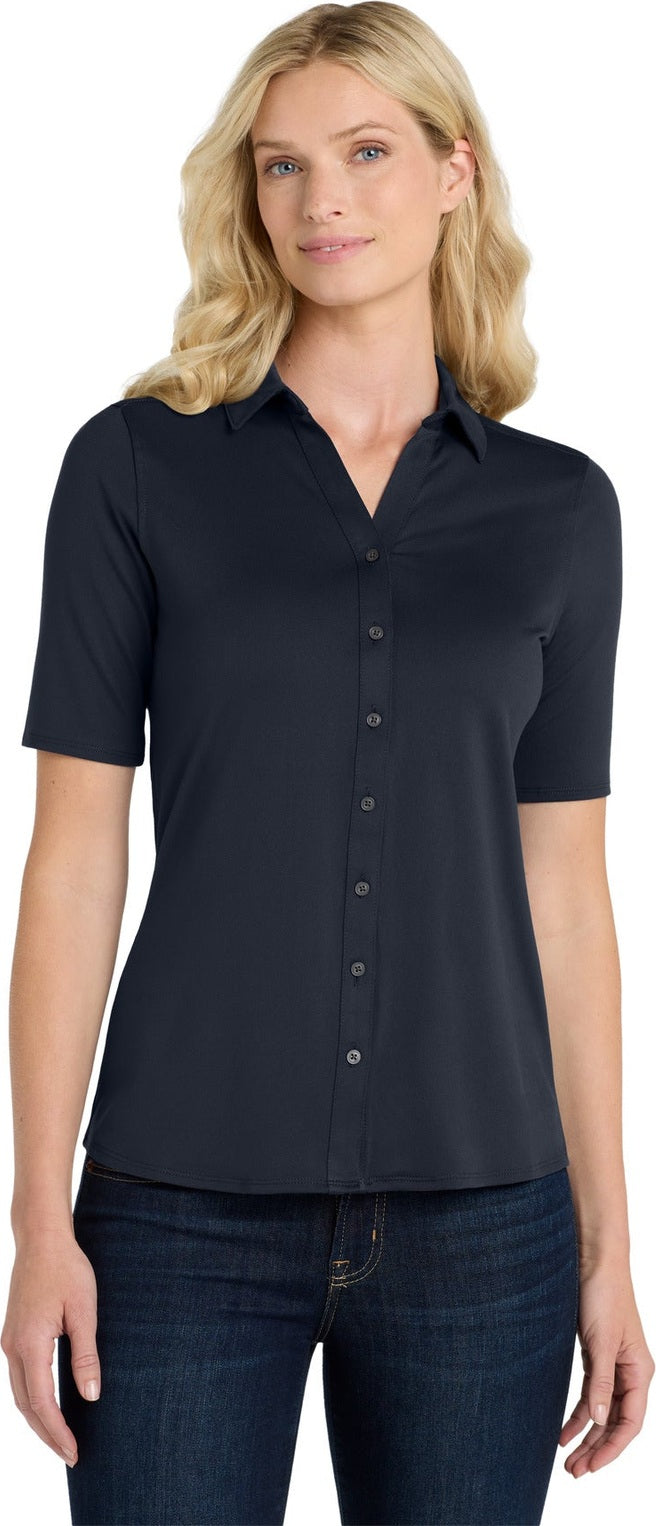 Front View of RiverBlNv Port Authority Women's City Stretch Top. LK682