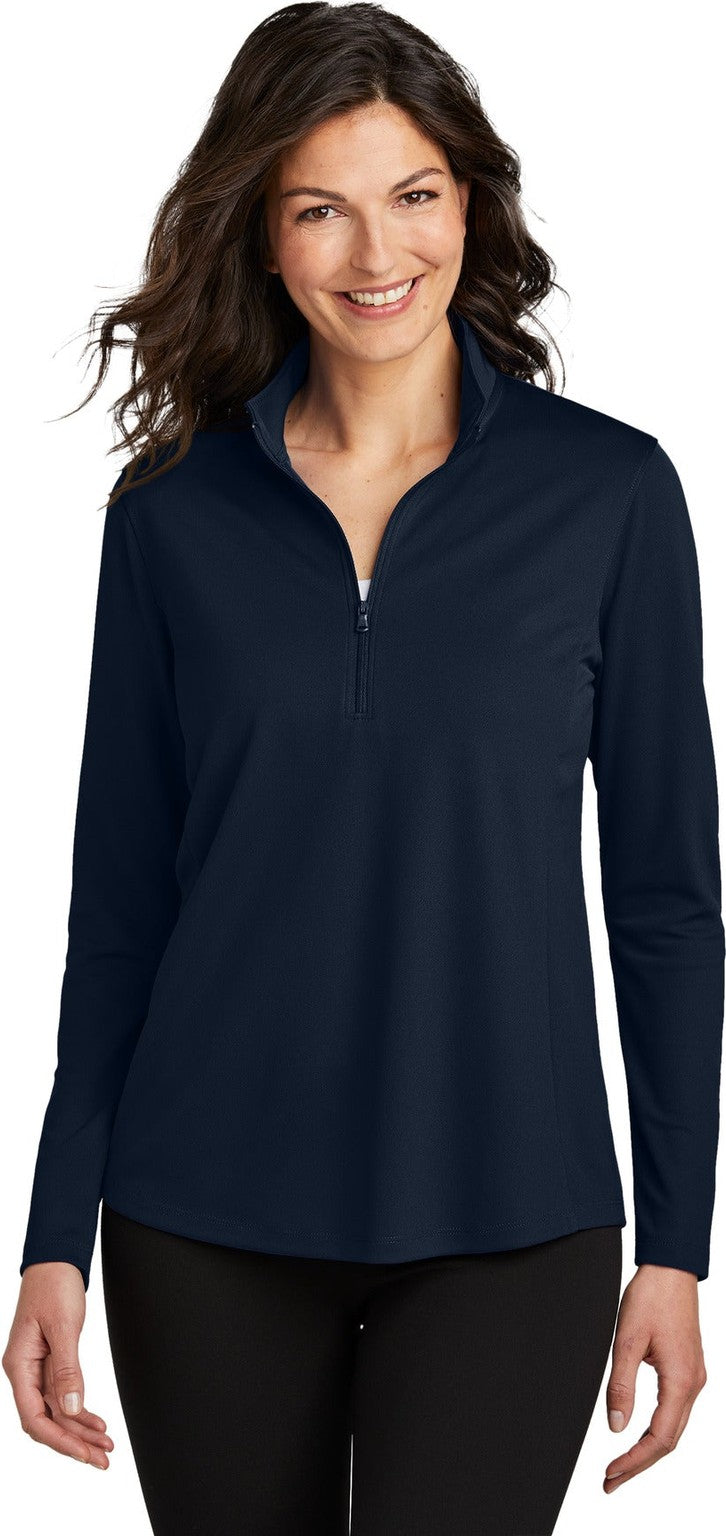 Front View of RiverBlNv Port Authority Women's Dry Zone UV Micro-Mesh 1/4-Zip LK112