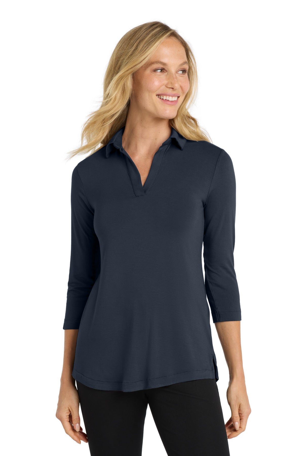 Front View of RiverBlNv Port Authority Women's Luxe Knit Tunic. LK5601