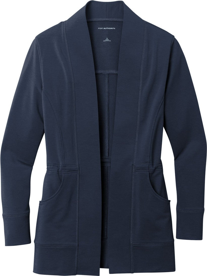 Front View of RiverBlNv Port Authority Women's Microterry Cardigan LK825