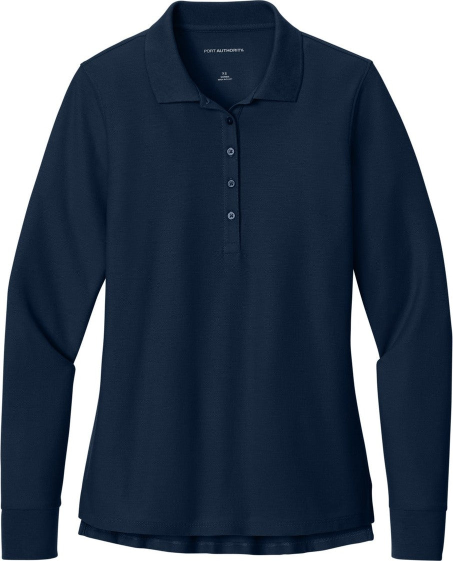 Front View of RiverBlNv Port Authority Women's Wearever Signature Pique Long Sleeve Polo LK200LS