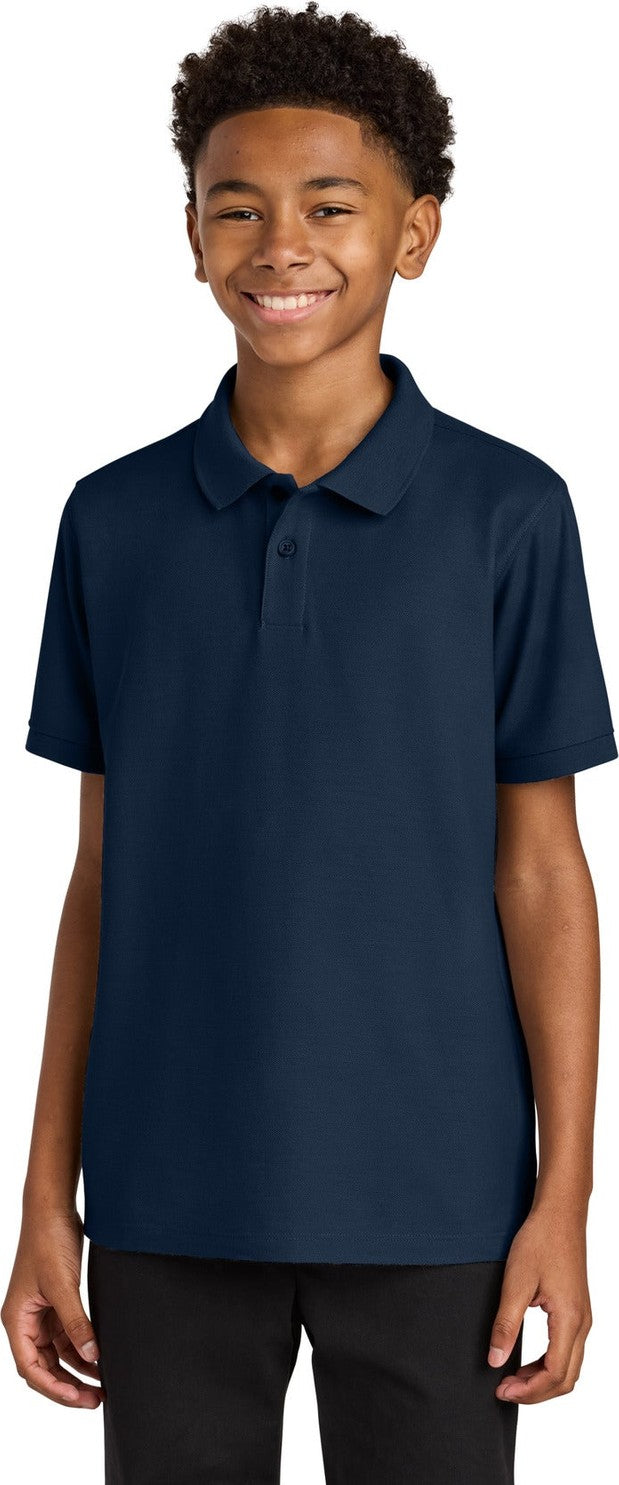 Front View of RiverBlNv Port Authority Youth Wearever Signature Pique Polo Y200
