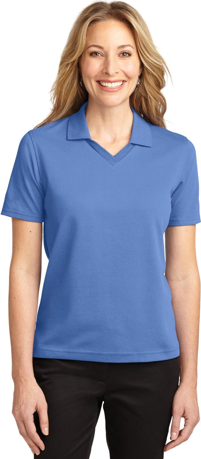 Front View of Riviera Blue Port Authority Women's Rapid Dry Polo. L455