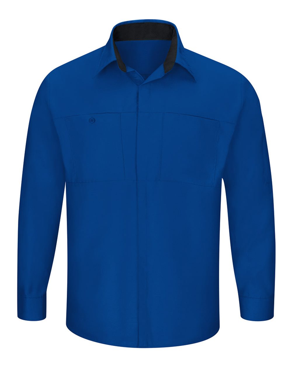Front View of Royal Blue/ Black Performance Plus Long Sleeve Shirt with OilBlok Technology - Tall Sizes - SY32T