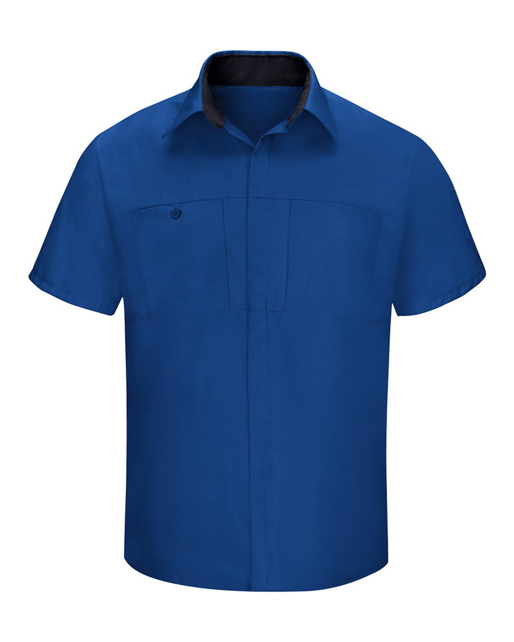Front View of Royal Blue/ Black Performance Plus Short Sleeve Shirt with Oilblok Technology - SY42