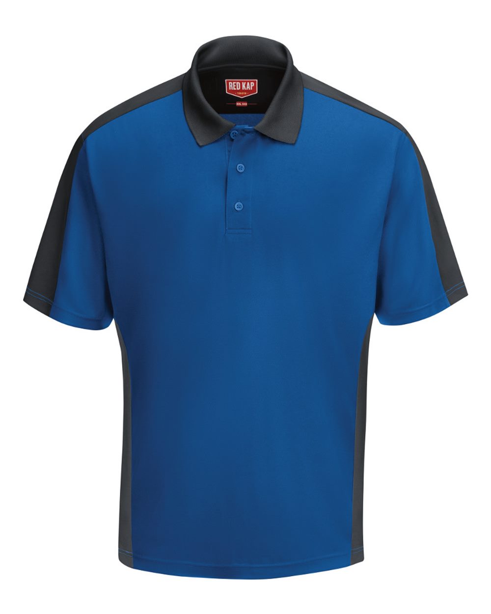 Front View of Royal Blue/ Charcoal Short Sleeve Performance Knit Two Tone Polo - SK54