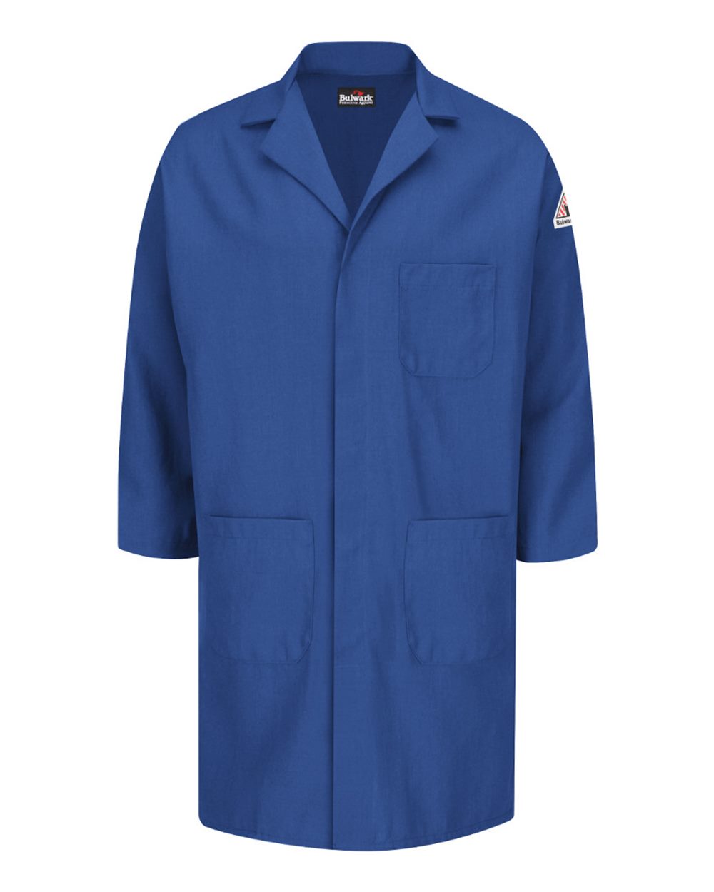 Front View of Royal Blue Concealed Snap Front Lab Coat - Nomex® IIIA - 6 oz. - KNL6