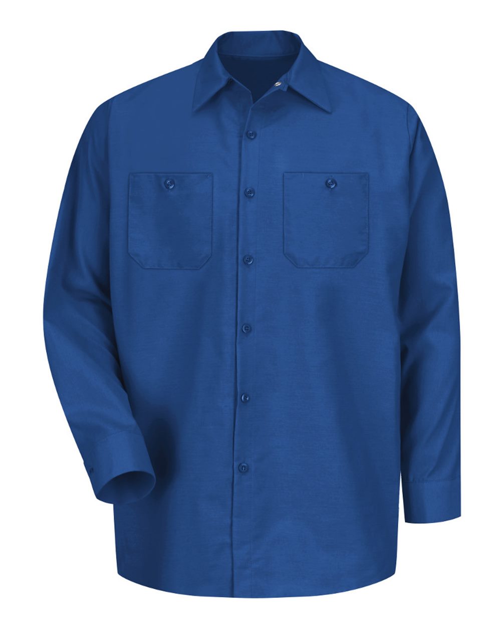 Front View of Royal Blue Industrial Long Sleeve Work Shirt - SP14