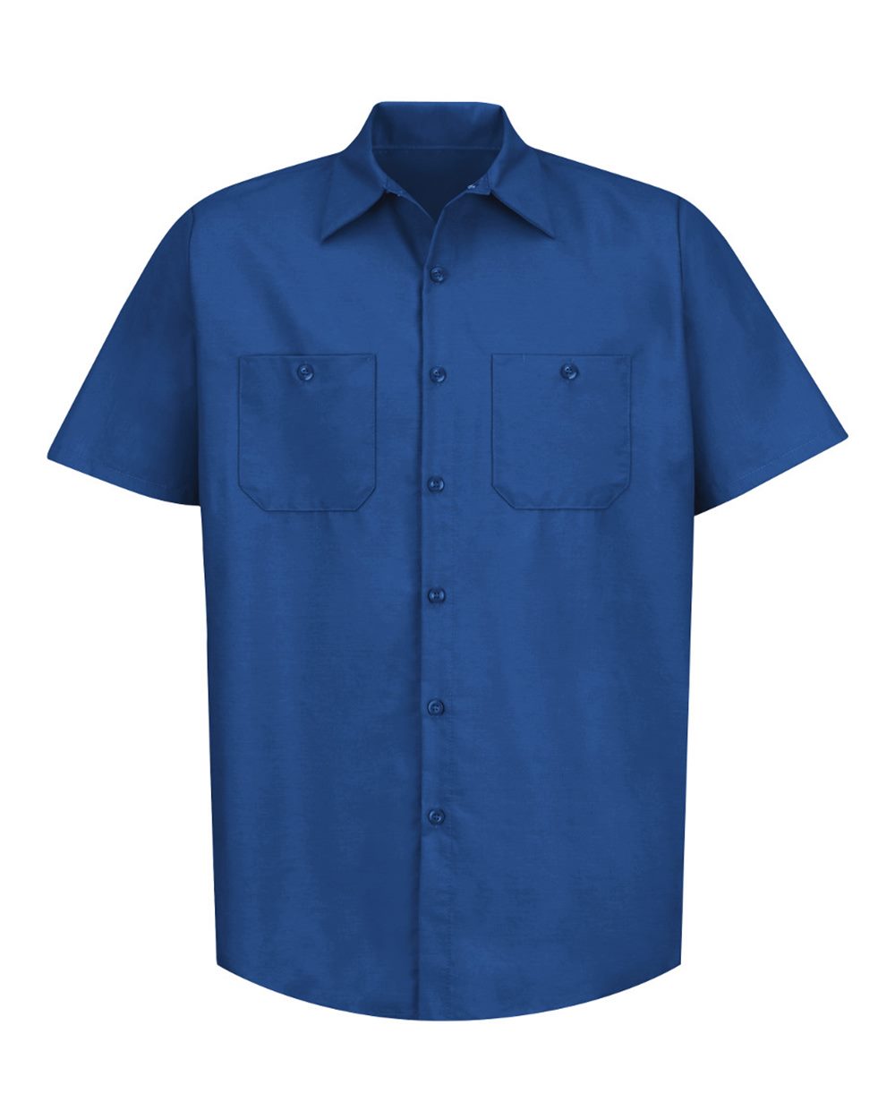 Front View of Royal Blue Industrial Short Sleeve Work Shirt - SP24