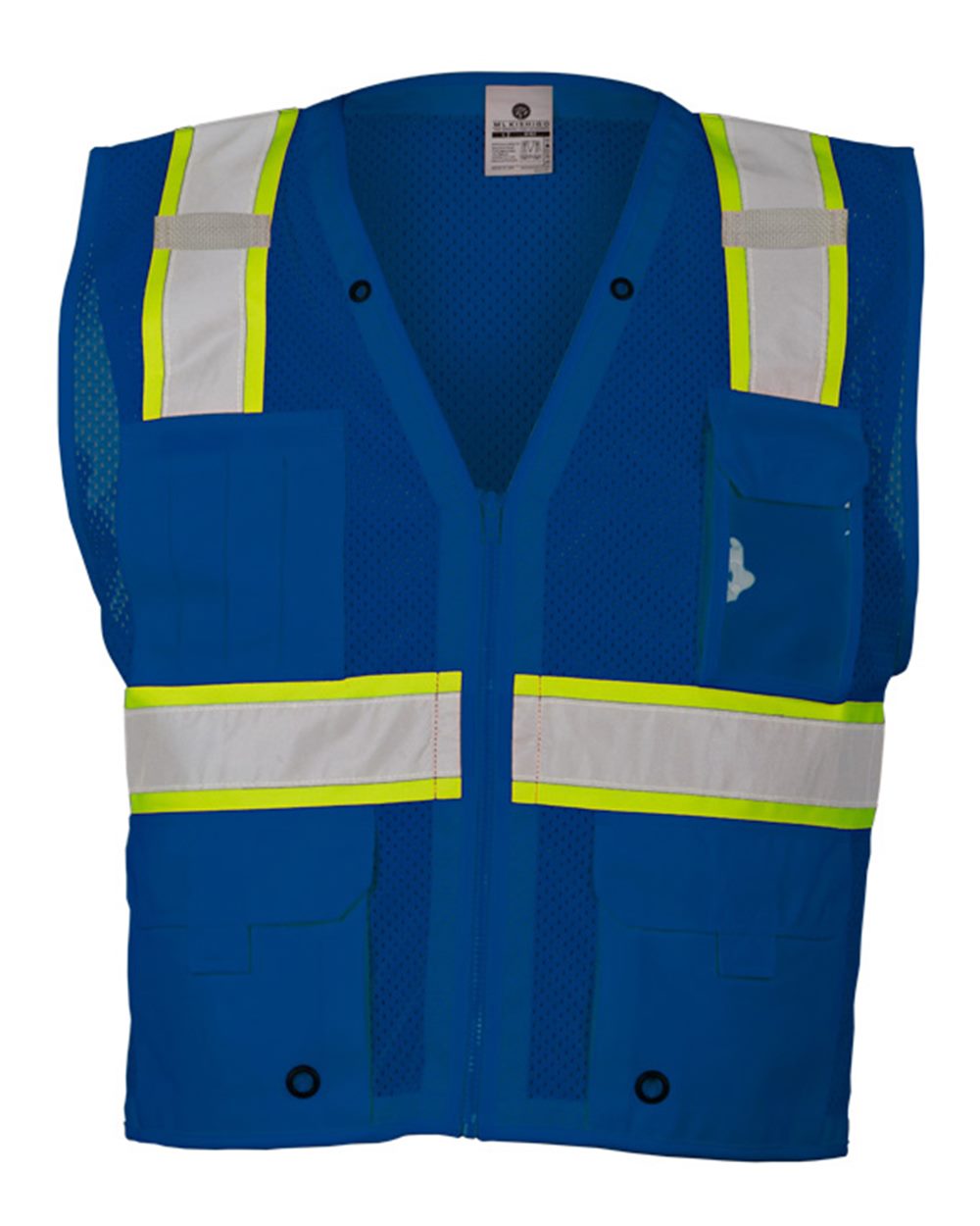 Front View of Royal Blue/ Lime - B102 EV Series® Enhanced Visibility Multi-Pocket Mesh Vest - B100-111