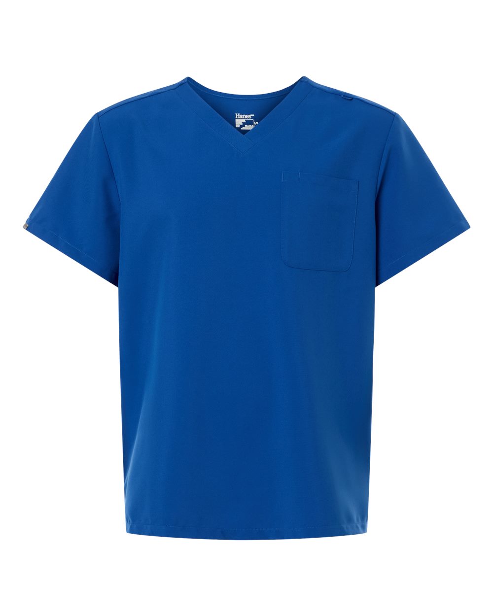 Front View of Royal Blue Men's V-Neck Pocket Scrub Top - HMB000 plain