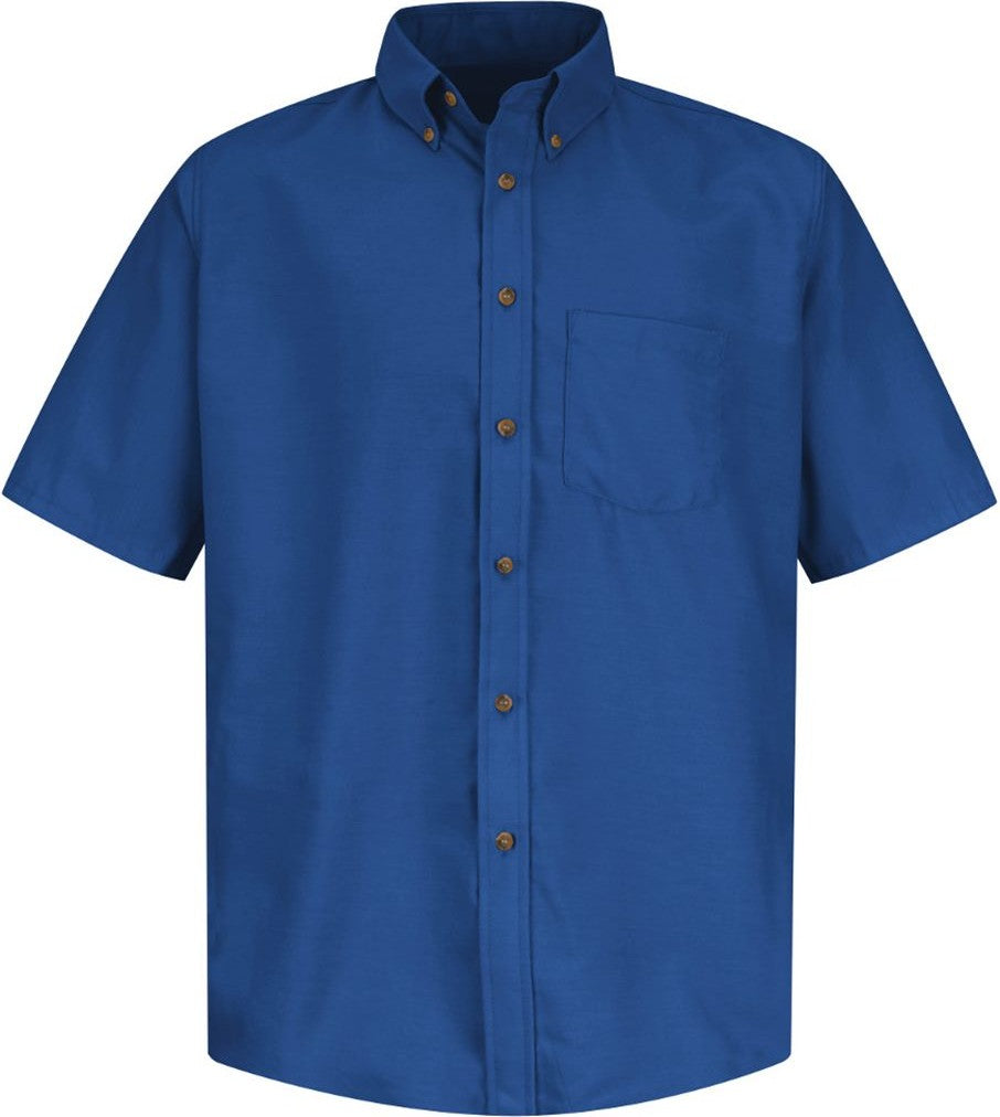 Front View of Royal Blue Poplin Short Sleeve Dress Shirt - Tall Sizes - SP80T
