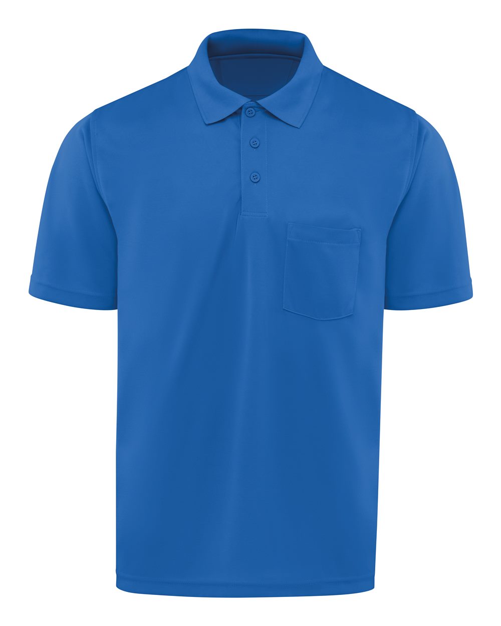 Front View of Royal Blue Short Sleeve Performance Knit Pocket Polo - SK98