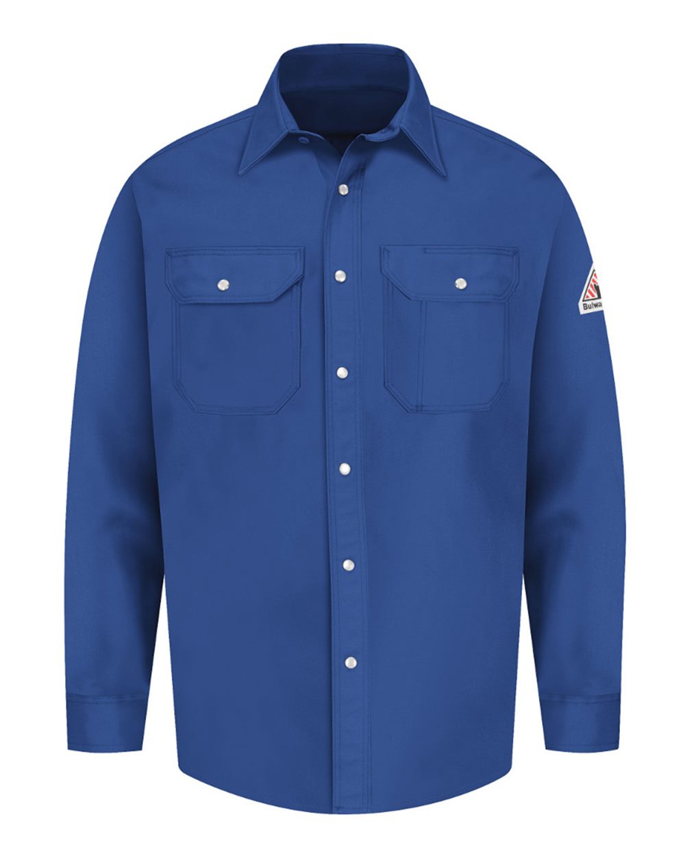 Front View of Royal Blue Snap-Front Uniform Shirt - EXCEL FR - SES2