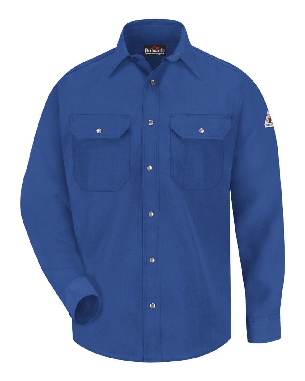 Front View of Royal Blue Snap-Front Uniform Shirt - Nomex® IIIA - 4.5 oz. - Tall Sizes - SNS2T