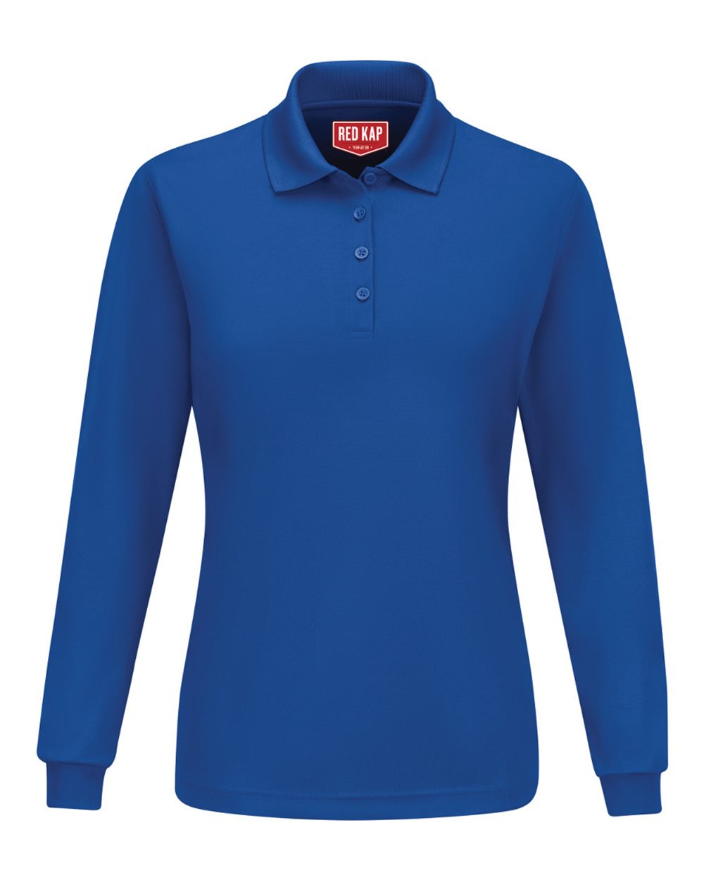 Front View of Royal Blue Women's Long Sleeve Performance Knit Polo - SK7L