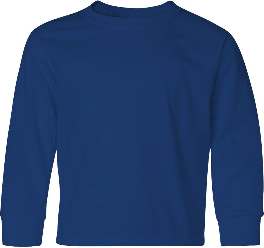 Front View of Royal Dri-Power® Youth Long Sleeve 50/50 T-Shirt - 29BLR