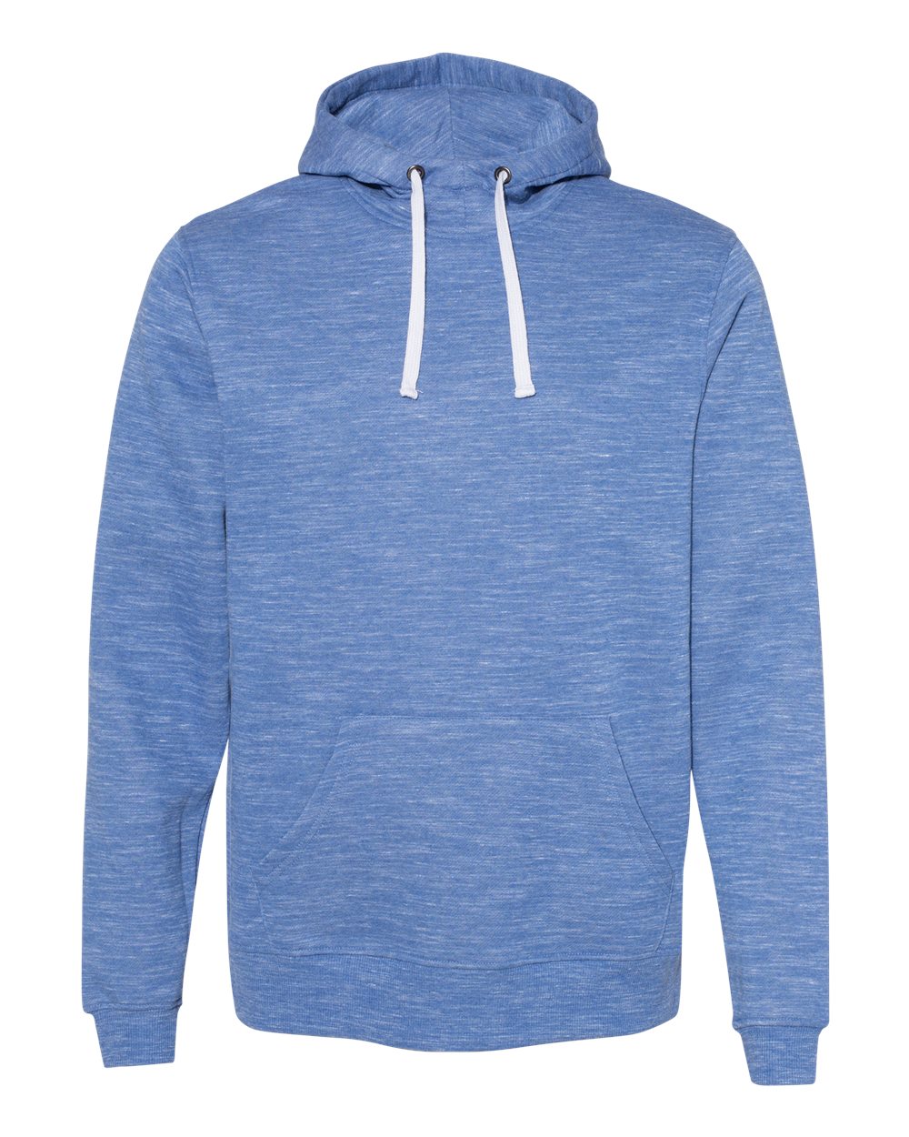 Front View of Royal Mélange Fleece Hooded Sweatshirt - 8677