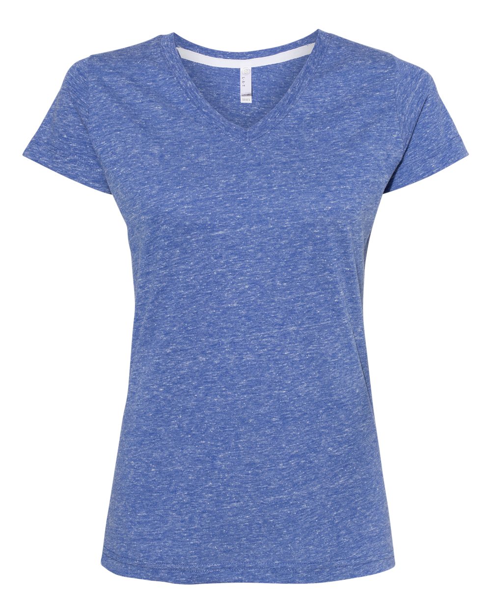 Front View of Royal Melange Women's Harborside Mélange V-Neck Tee - 3591